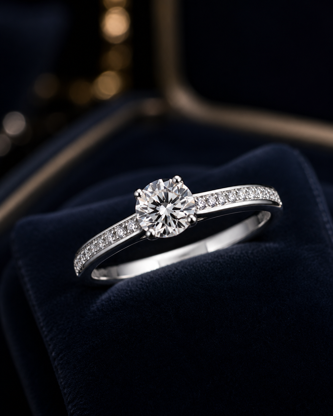 Natural diamond engagement ring